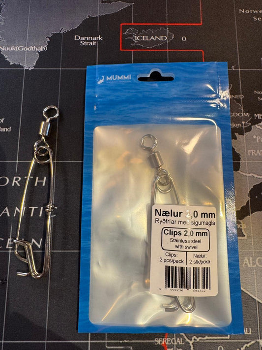 Stainless steel clip with swivel