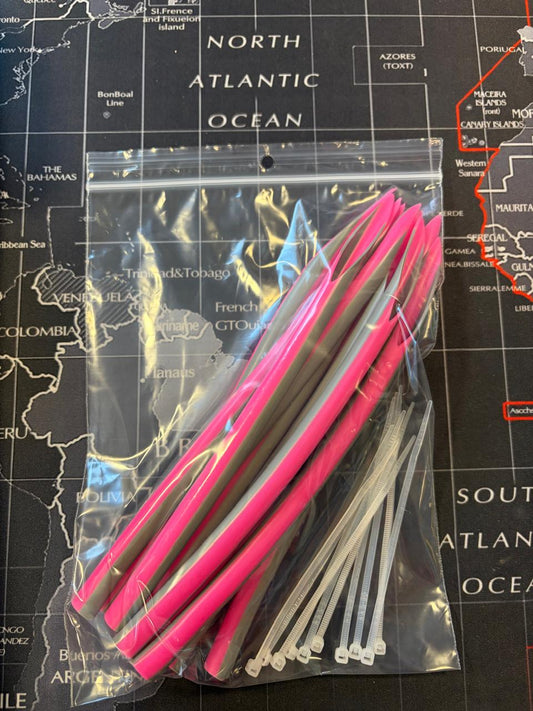 Gúmmí fyrir handfærakróka 12/0 og 13/0 – með dragspennum - 10 stk/pakkningu